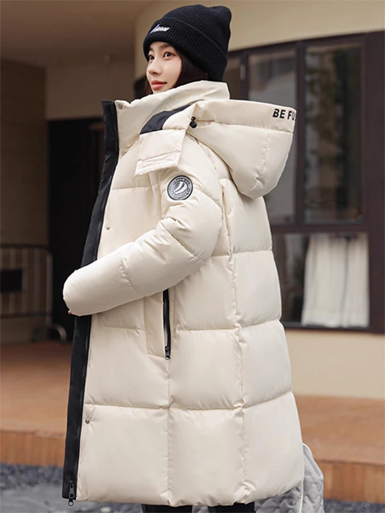 Thiened down コットンジャエット レディース ミッドレングス 冬用 ファッション ルーズ スリミングコート 韓国風 スリーブ ロング スリーブ ジッパー開閉