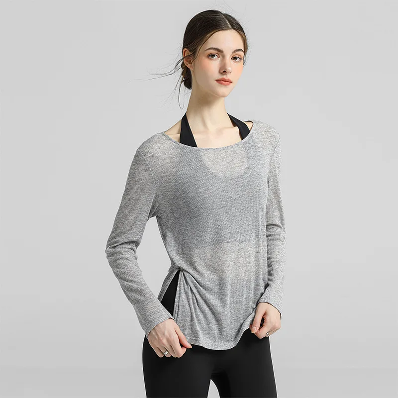 

Женская рубашка для йоги свободного покроя, дышащий топ для тренировок для бега, пилатеса, осеннее новое поступление, спортивная одежда с длинными рукавами, топ для йоги