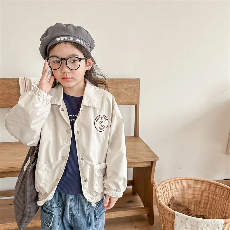 

2025 Spring New Children Long Sleeve Lapel Coat Baby Girls Fashion Cardigan Toddler Boys Casual Interchange Jacket Kids Clothes