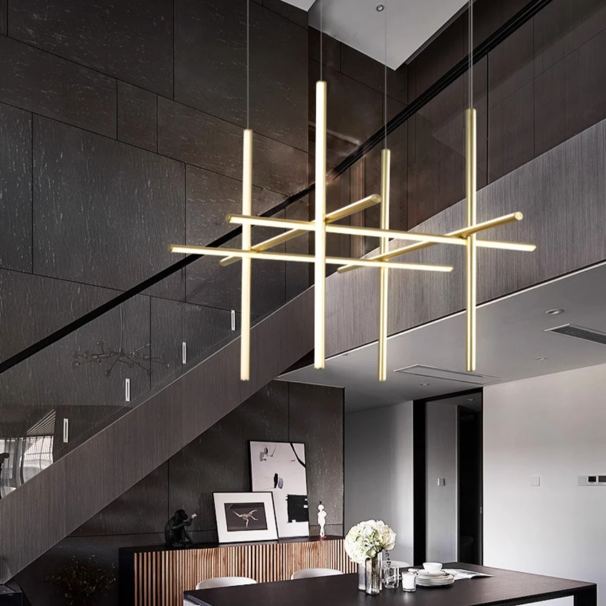 

Italy Design Minimalist LED Pendant Lights Creative Line Combination Chandelier Staircase Villa Resturant Decor Lighting Fixture