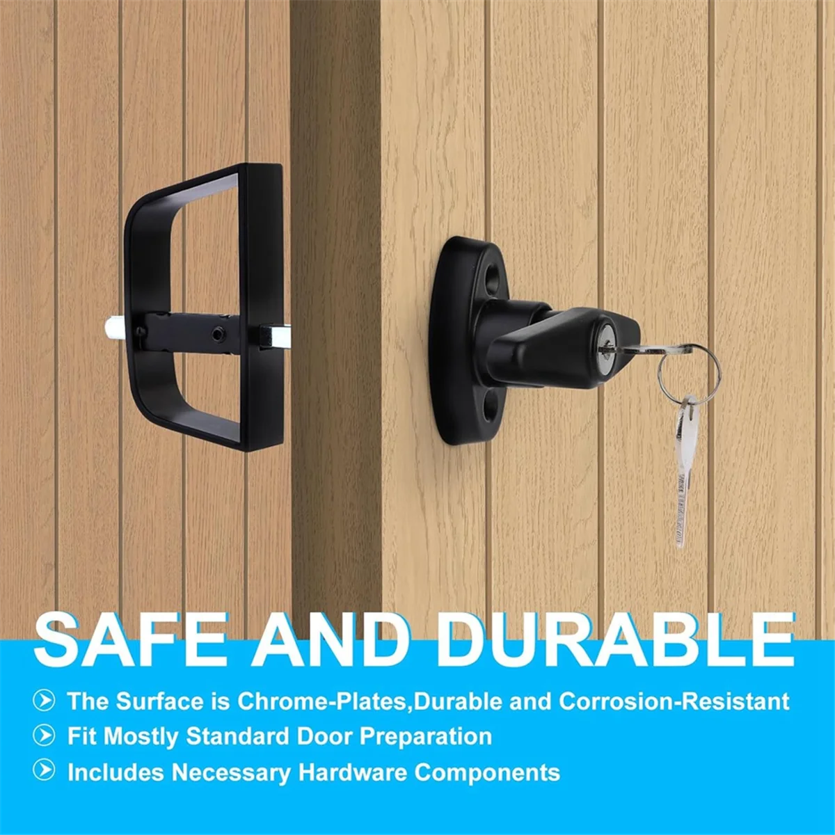 

ABNJ Shed Door Latch, Safe and , Shed Locks with 2Keys,-Handle Lock Kit for Storage Barn, Chicken Coops 4.5 Inch Stem