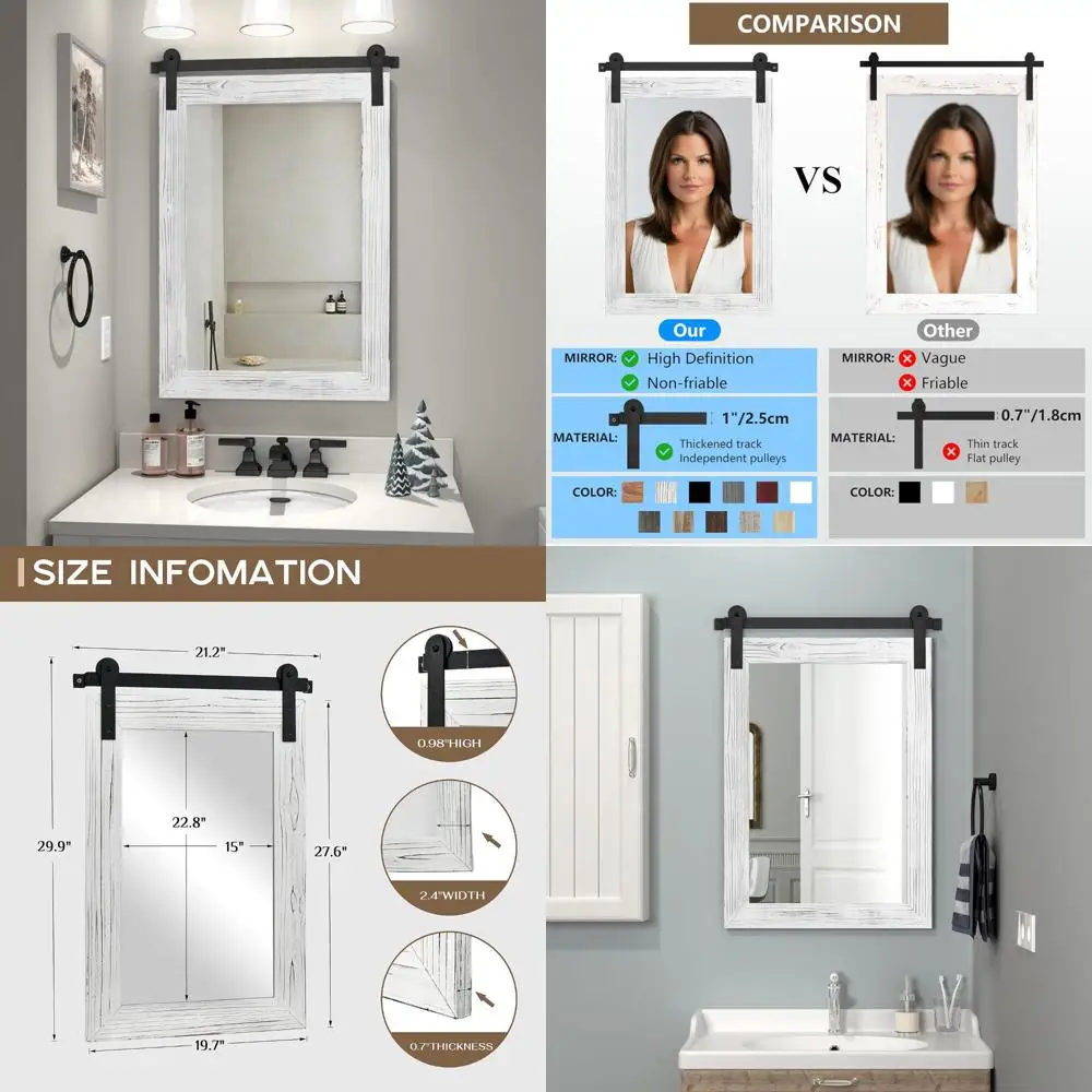 

Зеркало для ванной комнаты в фермерском доме COGOOD - 30 x 21 настенное зеркало в деревенском деревянном рамке для прихожей, гостиной, декор стен туалетного столика