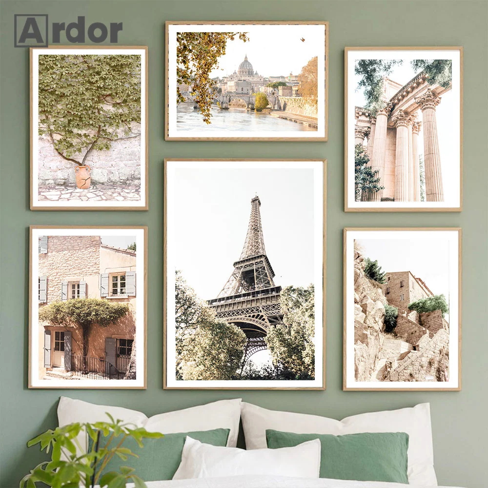 Eiffel Tower World Famous City Italy France Build Wall Art Canvas Painting Tower Poster Print Pictures Living Room Home Decor