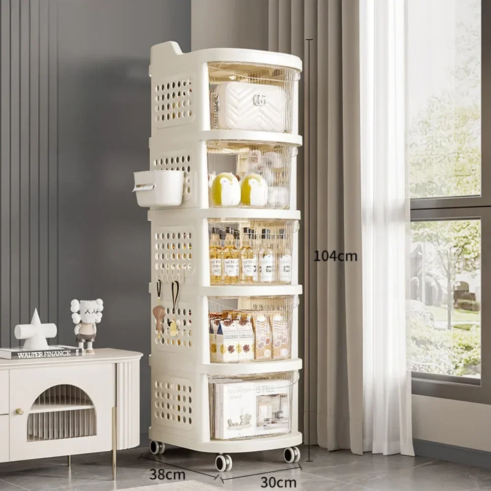 Multi-Layer Rolling Storage Rack Cart Drawer-Type Kitchen Storage Cart Transparent Kitchen Drawer Storage Cabinet With Handle ﻿