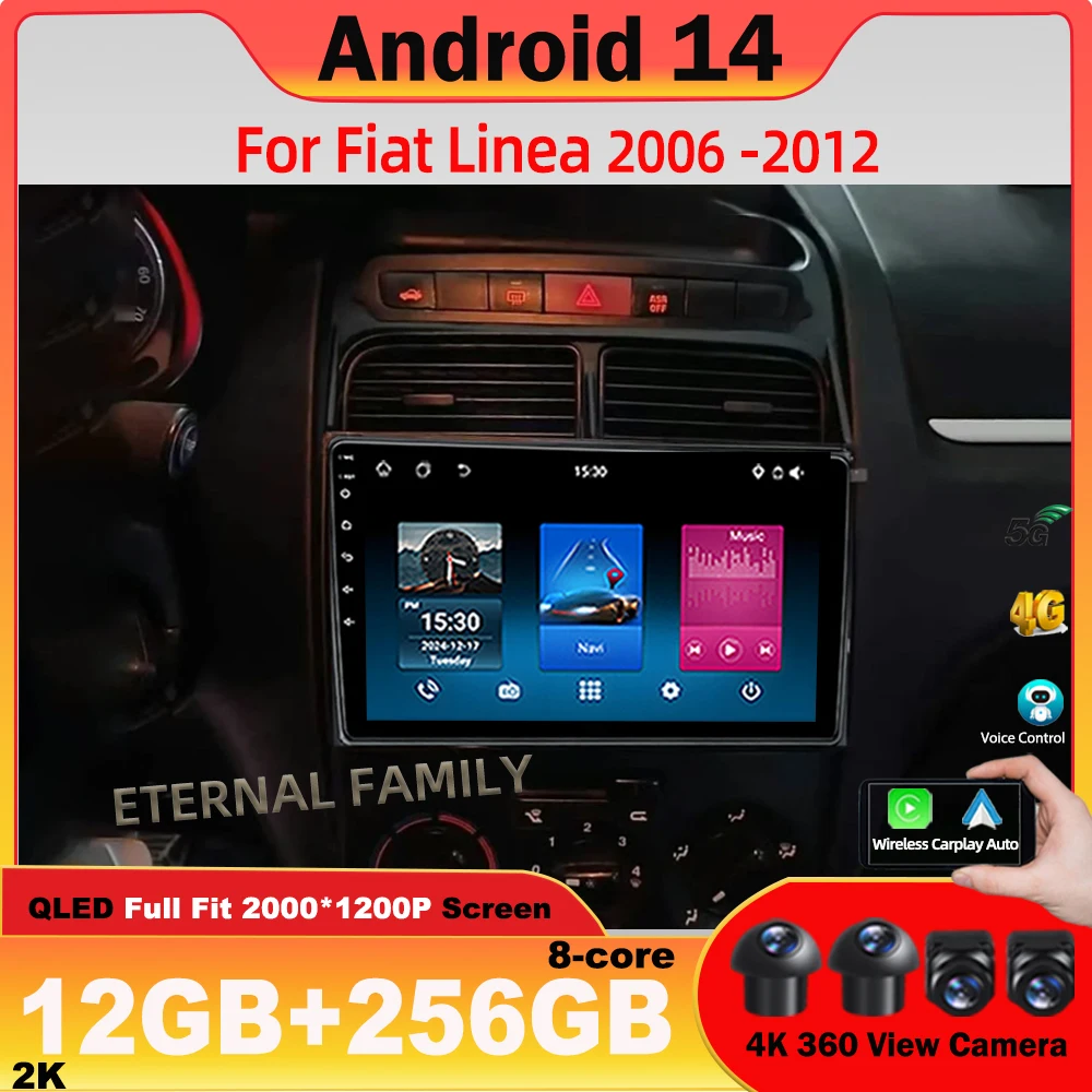 

Android 14 car radio For Fiat Linea 2006 - 2012 auto carplay Video Pla GPS Video Autoradio Navigation Stereo Radio 5G DVD BT 4G