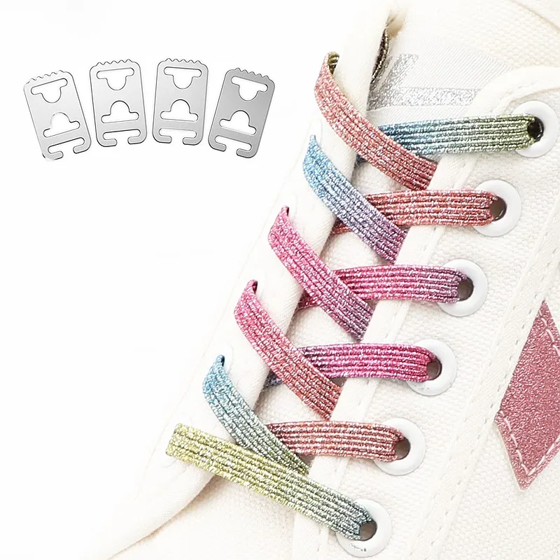 No Tie Shoe Laces Elastic Shoelaces For Leisure Sneakers Kids Adult Safety Flat Shoelace Unisex Rainbow Color Lazy Lace 1 Pair