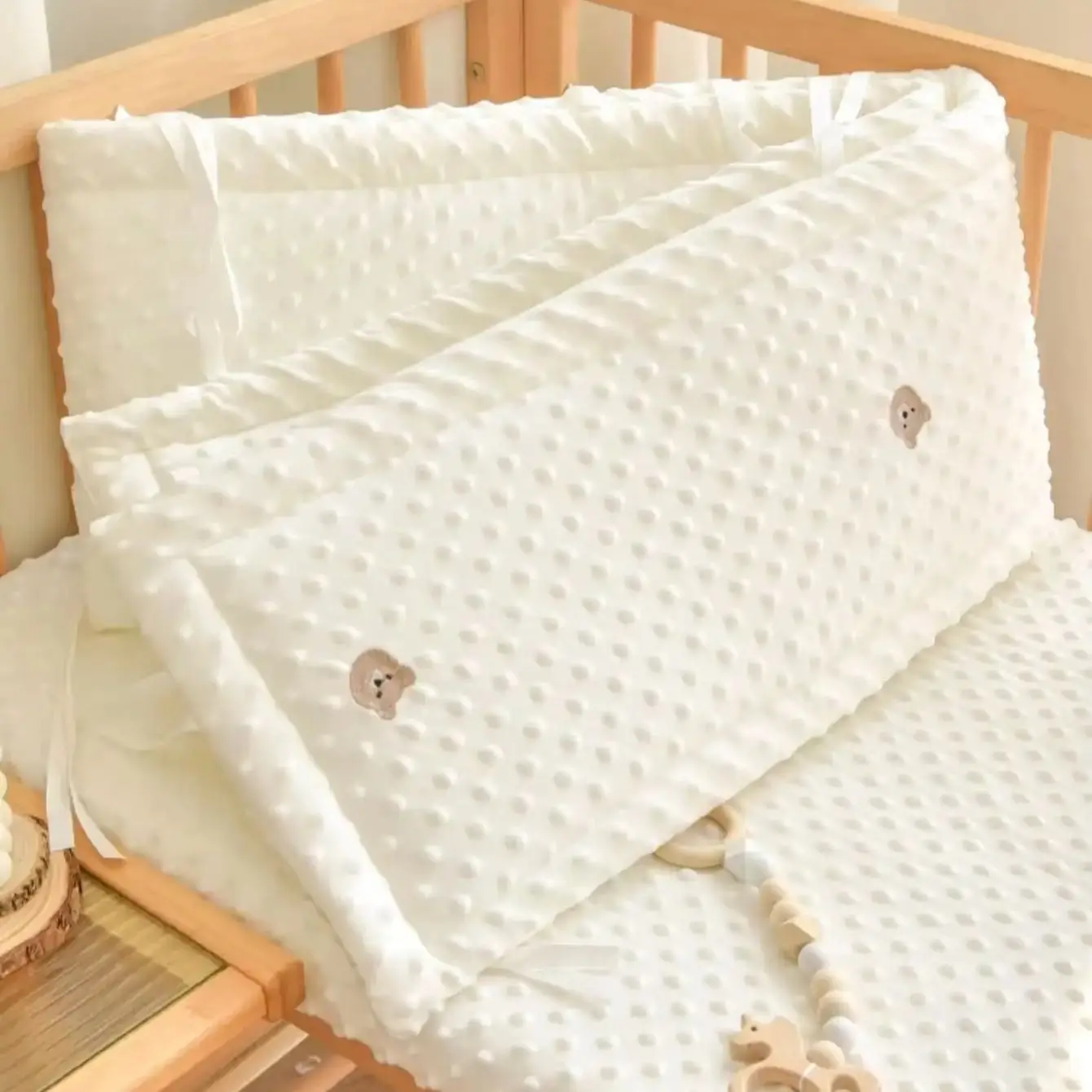 Solid Color Baby Crib Fence Cotton Bed Protection Railing Thicken Bumper Crib Around Protector for Baby Room Decor