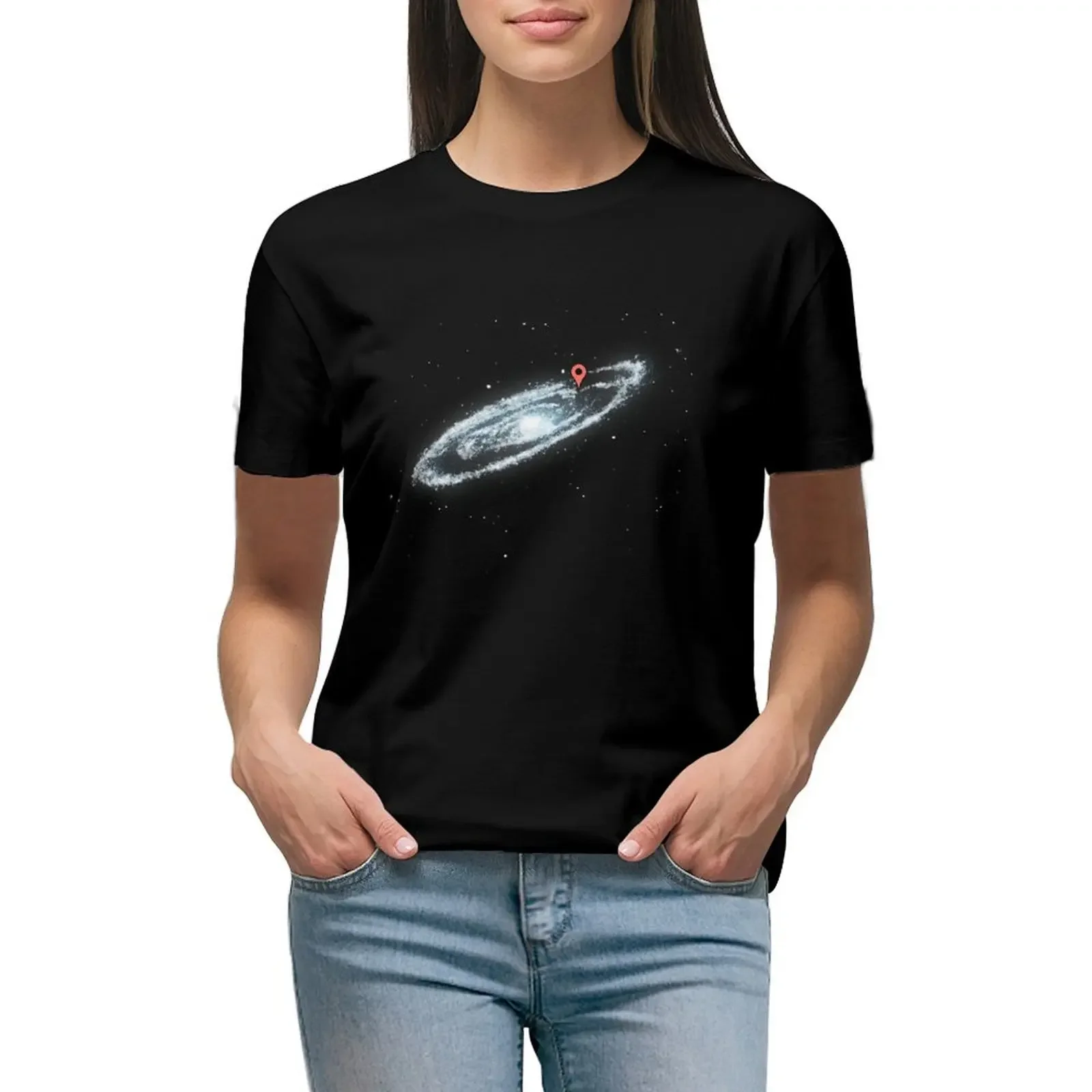 

You Are Here - Milky way T-Shirt graphics funny sweat plus sizes rock and roll t shirts for Women