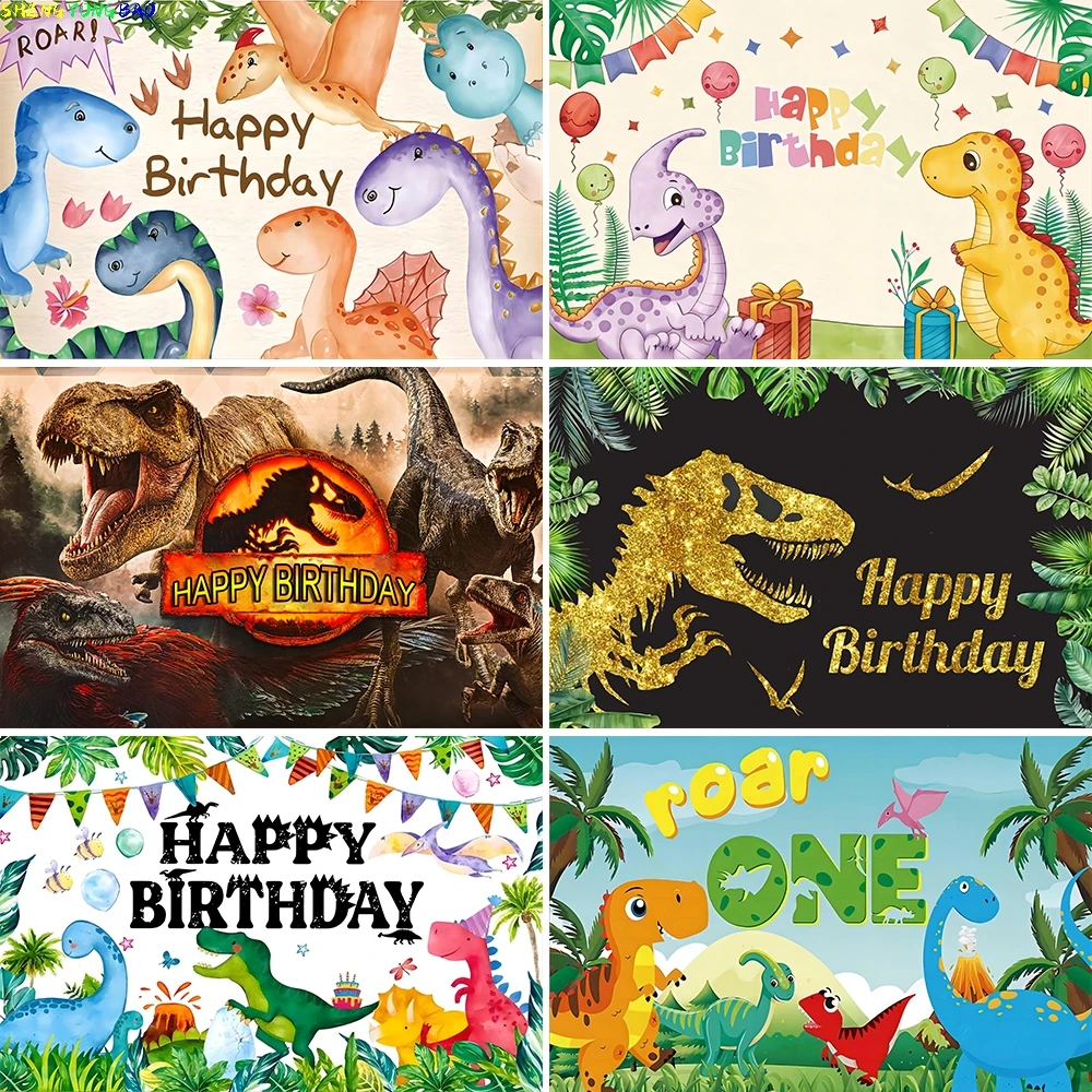 Thème de dinosaure, décor d'anniversaire pour enfant, arrière-plan de photographie de Jungle, Safari Tropical, pour séance Photo, accessoires de Studio Photo