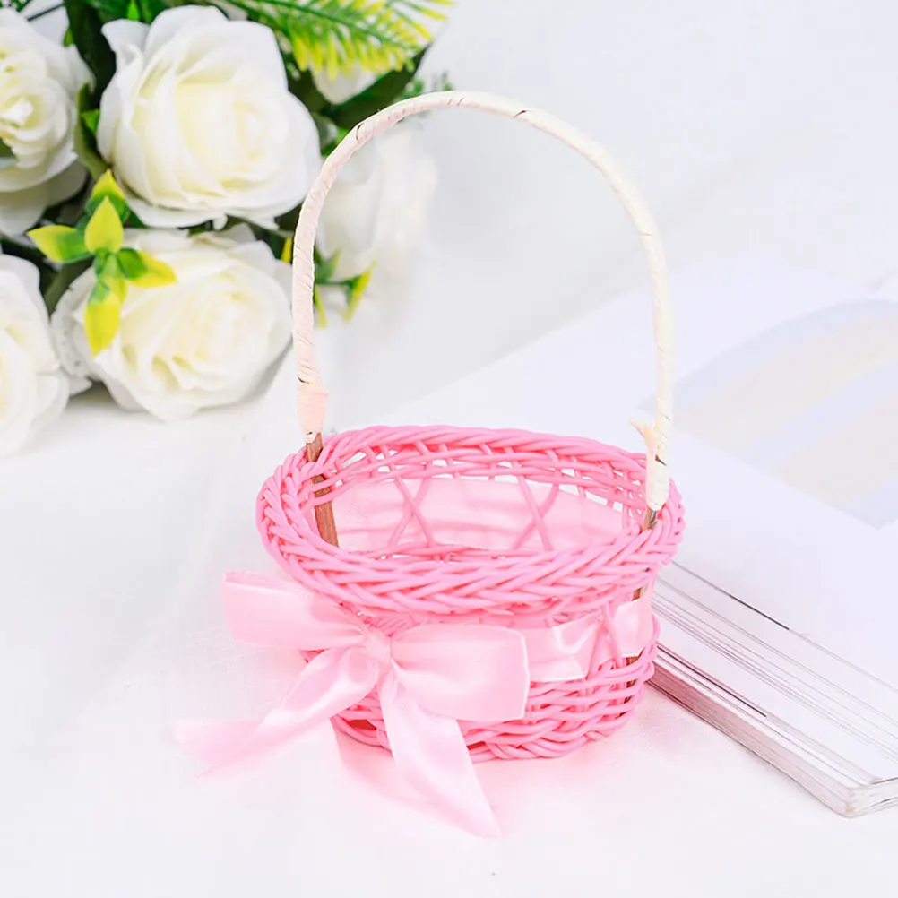 

5 Pcs Woven Hand Flower Basket Hand-made Baskets Flowers Storage Desktop Decorative Girl Rustic