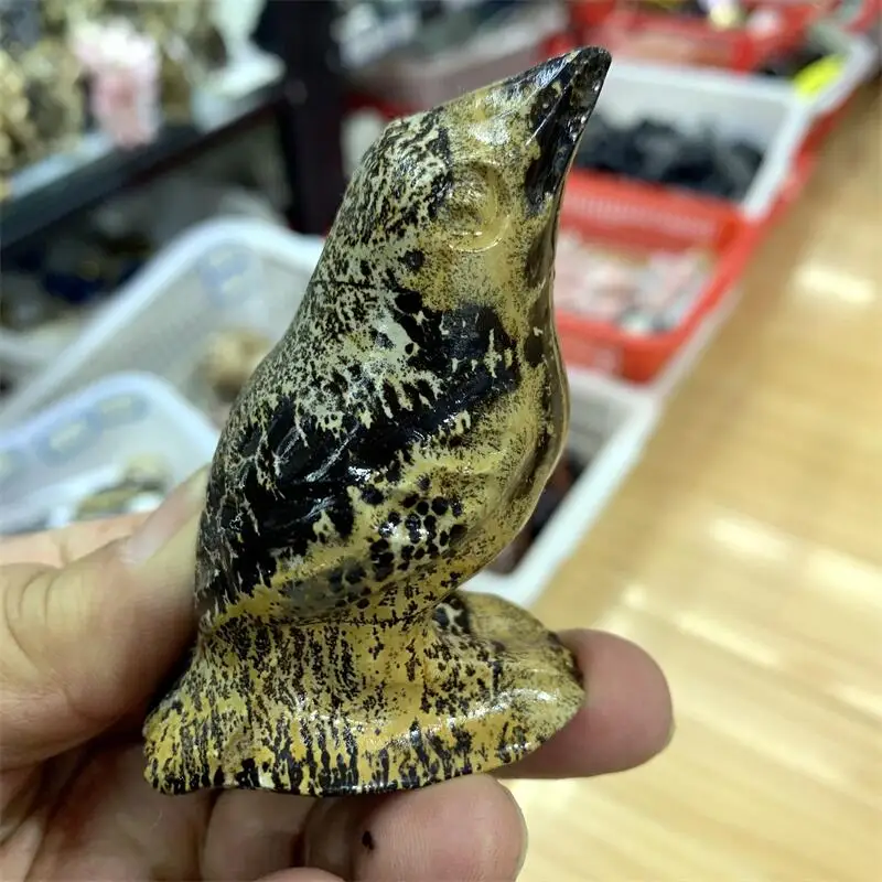 

Natural Picture Stone Bird Carving Animal Wings Sculpture Jewelry Crafts Healing For Holiday Gift 1pcs