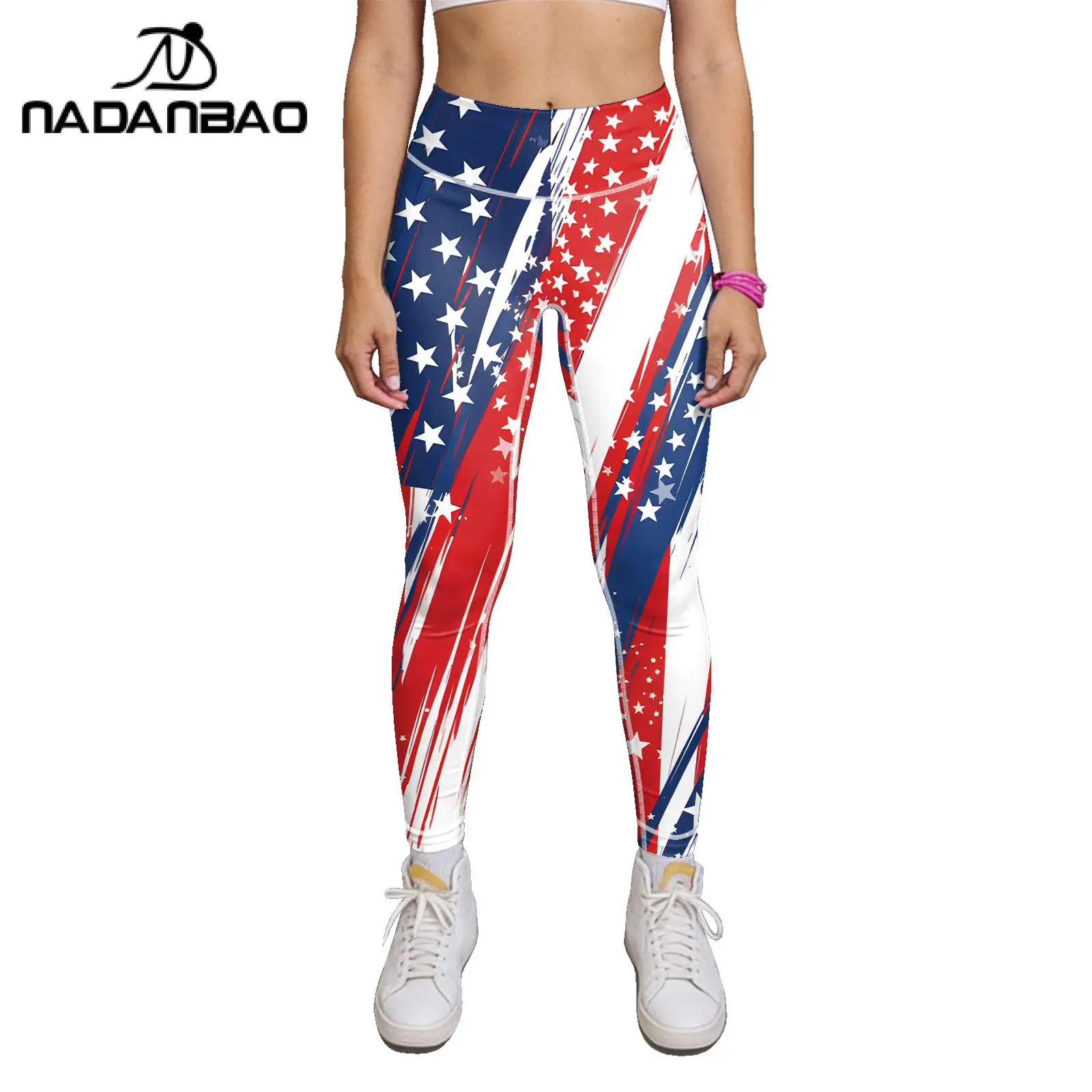 Nadanbao Semiquincentennial Eagle Print Leggings Women American Flag Pattern Trousers Sexy Elasticity Pants Fitness Yoga Bottoms