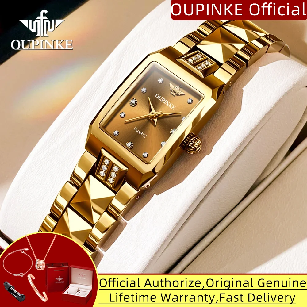 

OUPINKE Swiss Quartz Watch for Women Sappire Mirror 50m Waterproof Diamond Scale Luxury Elegant Tungsten Steel Ladies Wristwatch