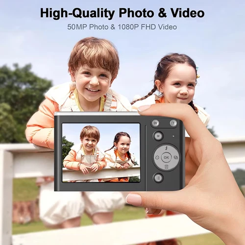 Imagen 2 del producto Cámara Digital 4K, cámara Vlogging con enfoque automático de 50MP, cámara de Selfie con Zoom 16X de nivel básico, cámara de vídeo de fotografía para estudiantes de 2,8 pulgadas