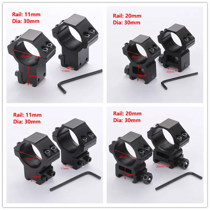 Hunting Scope Mounts for Picatinny 11mm 20mm Rail Optics Scope Pipe Dia 24.5mm 30mm Mount Adapter for Barrel Accessories