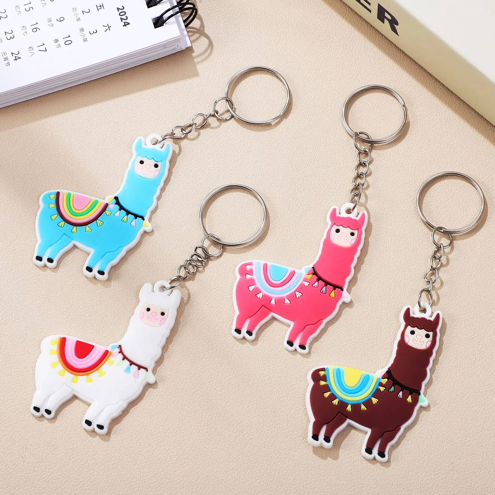 12 Pcs Alpaca Keyring Cartoon Keychain Kawaii Keychain Backpack Keychains Aesthetic Keychain Bag Pendant Kids Gifts