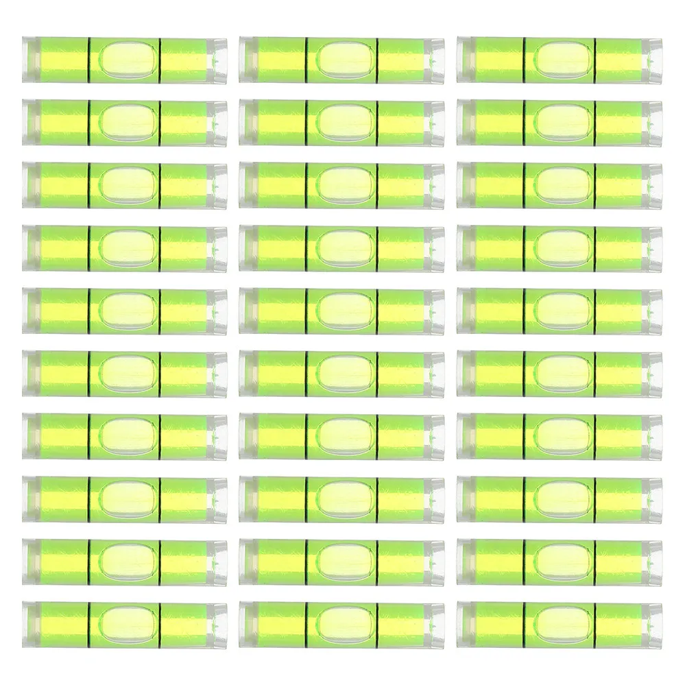 50Pcs Small Mini Cylindrical Bubble Spirit Level 8x23mm Plastic Horizontal Level Vials Precision Measuring Instrument for Wall