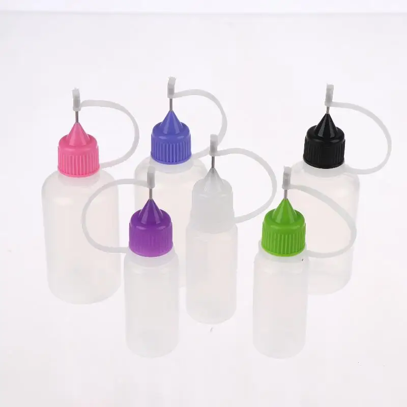 1 Set Food Grade Clear Plastic Needle Tip Squeeze Bottles with Lids for Sauce Craft Glue Liquid Storage