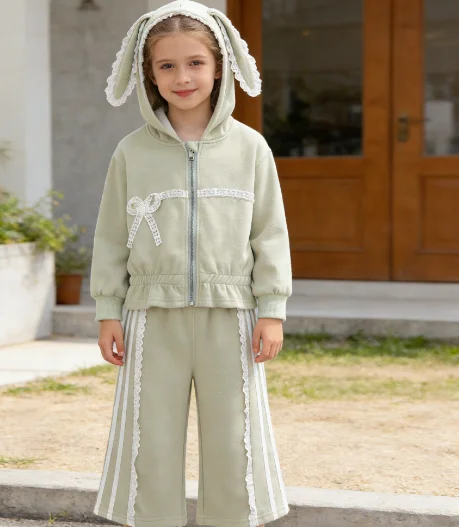

Two-piece Set Baby Hoodie for Girls New Stylish Children's Spring and Autumn Long Sleeved Solid Color Suit