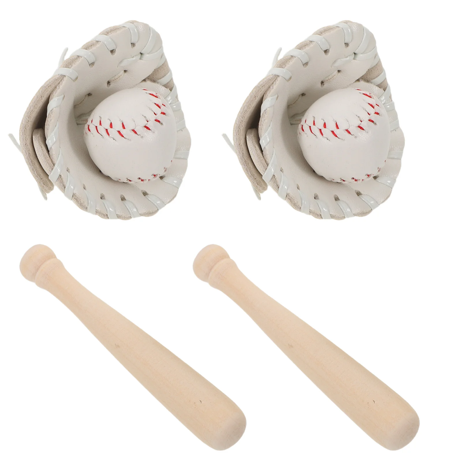 

2Sets Miniature Baseball Kit Includes Bat Glove Ball Perfect for Dollhouse Desktop Decor Fairy Garden Scene Small Space