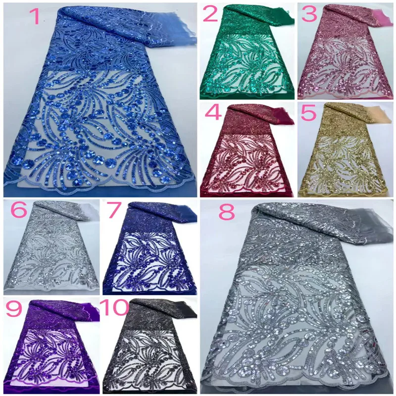 African Lace Fabrics 2024 High Quality Swiss Lace Fabric For Women Elegant Party Guipure Lace With Sequins Senegal Style 5Yards