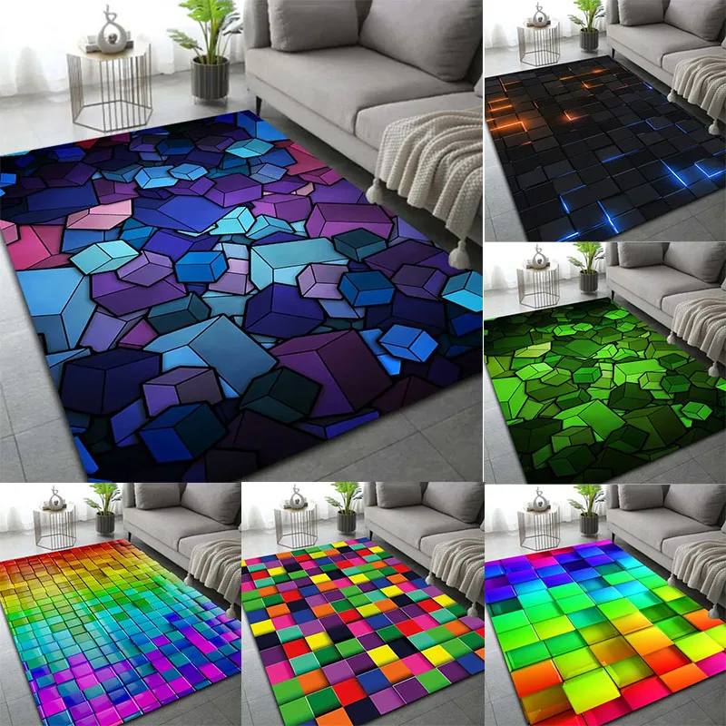 Große 3D-Stereo-Vision-Teppichboden-Anti-Rutsch-Matte für Wohnzimmer, Schlafzimmer, dekorative Bodenmatte, saugfähige Heimdekoration