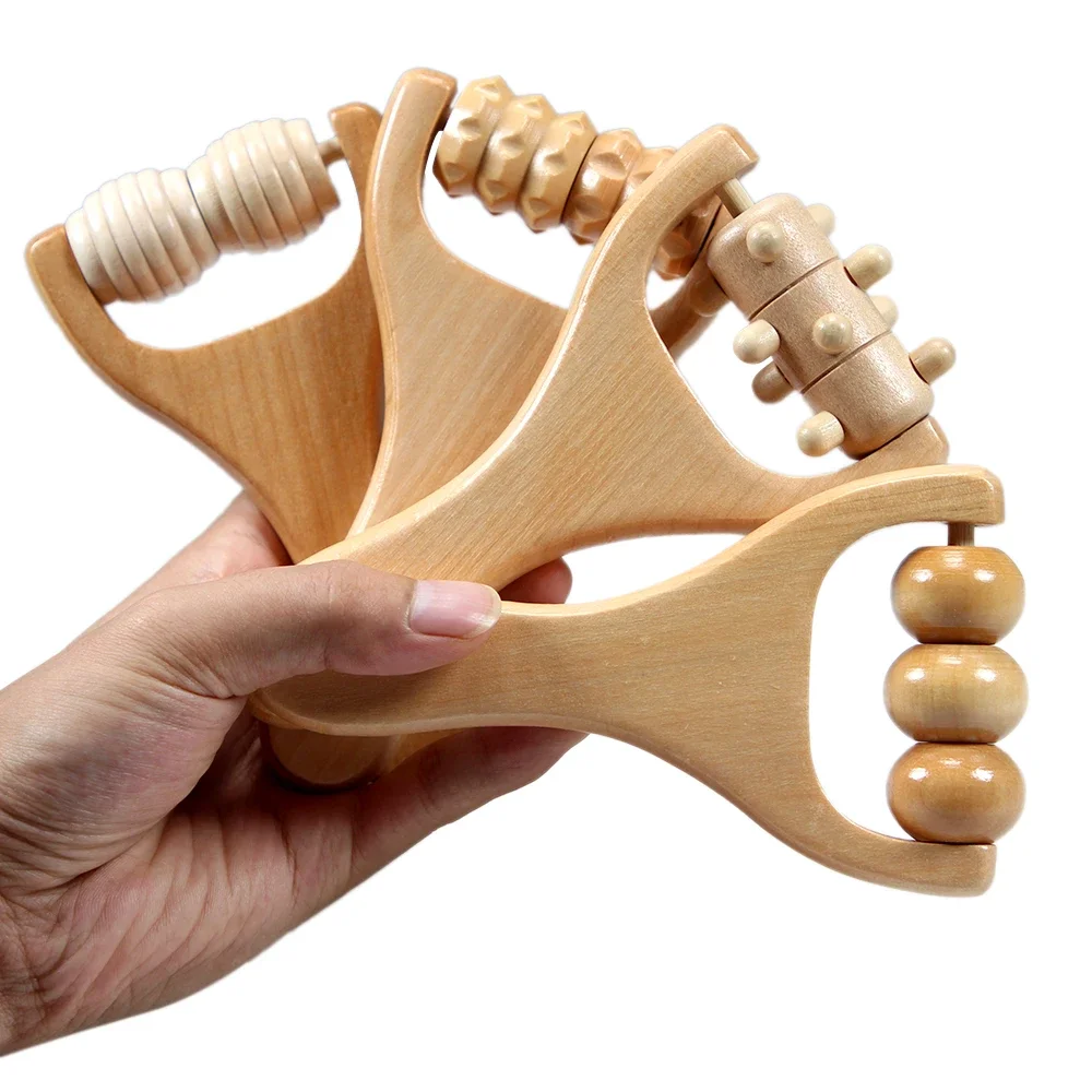 1Pc Wooden Roller Massager Neck, Shoulder and Leg Universal Hand Massager Massage Tool Foot Massager