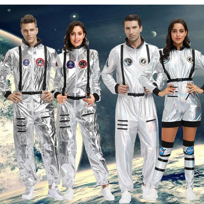 

Adult Astronaut Space Suit Halloween Costume Pilot Suit Couple Astronaut Clothes Stage Performance Costume Polyester Fiber