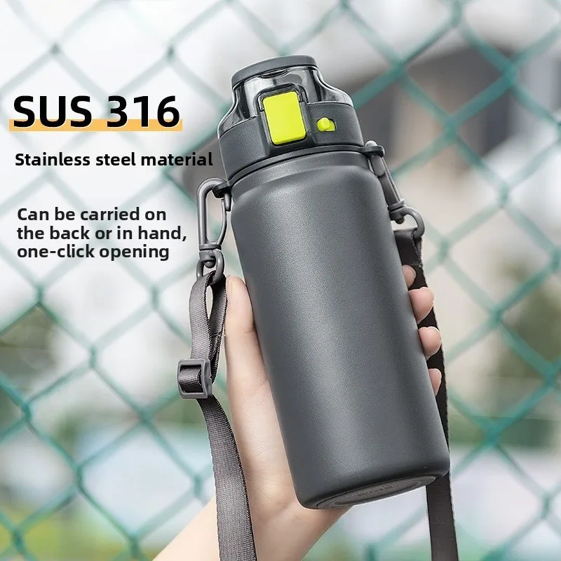 Kids 316 Stainless Steel Straw Thermos Large‑Capacity Portable Water Bottle for Boys Girls School Student