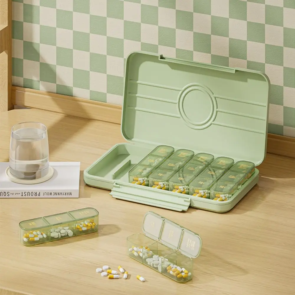 

7 Days Pill Dispenser Box Portable A Week Medicine Storage Containers Compact Large Capacity Sealed Pill Case Outdoor