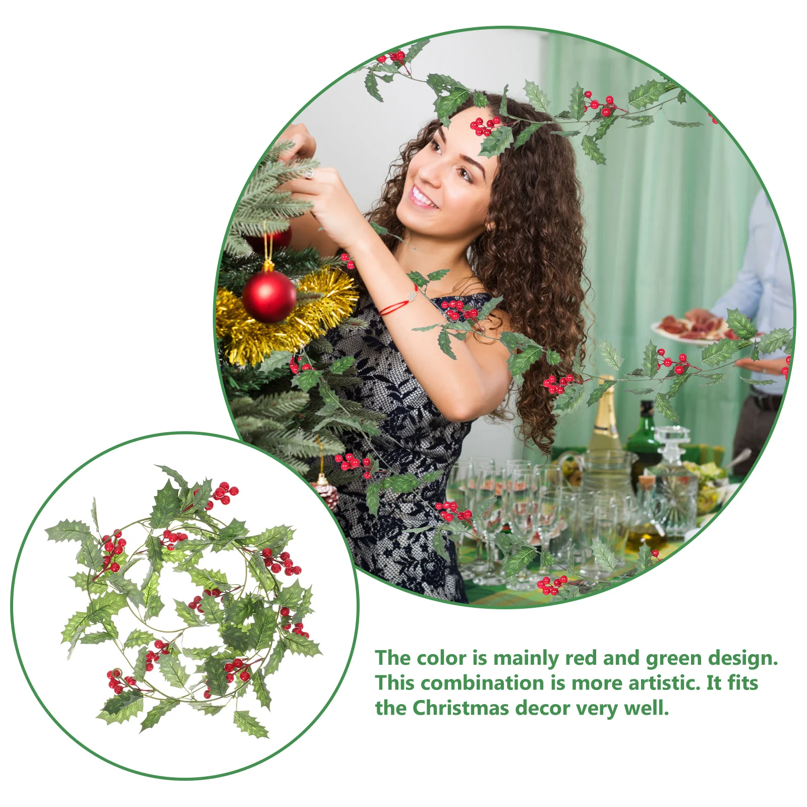 

Christmas Rattan Artificial Red Vine Decorative Rattan for Indoor Outdoor Holiday Decor Festive Decorative Vine