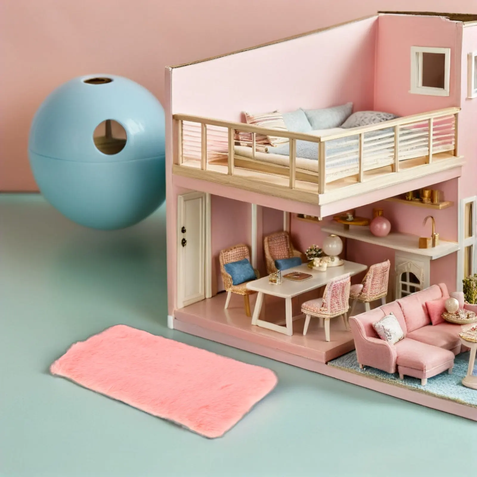4Pcs Miniature Carpet Set for Dollhouse Realistic Detailing Winter Warmth Theme Cozy Bedroom Living Room Holiday Micro World