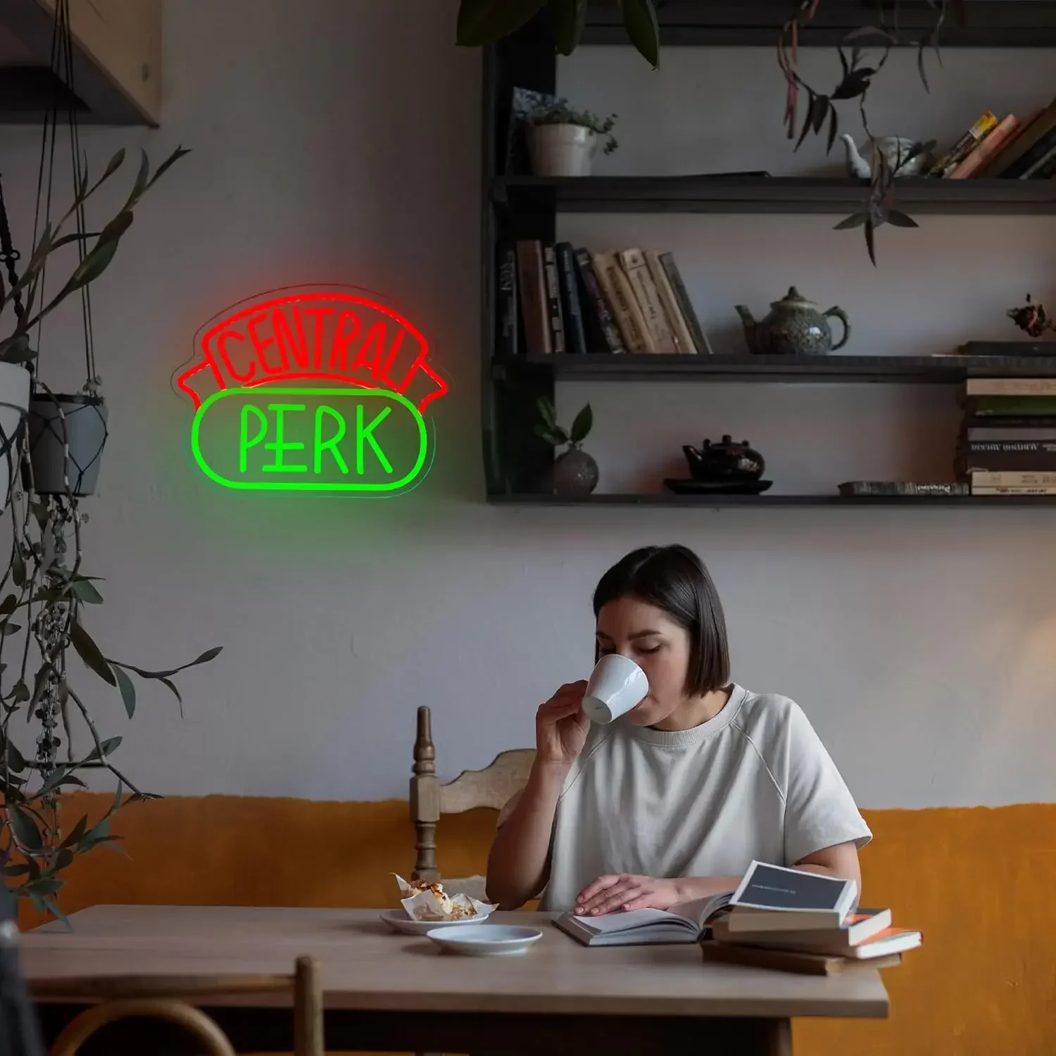 مركز بيرك النيون كوب القهوة LED ضوء النيون عكس الضوء للمطبخ مقهى رجل كهف غرفة نوم جدار ديكور هدية لصديق #5