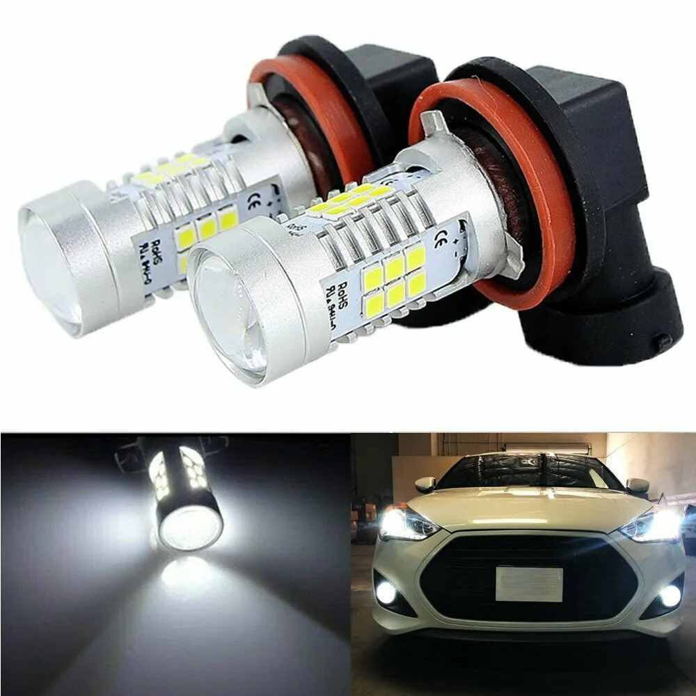 2Pcs H8 H9 H11 LED Car Headlight Fog Lamp Bulbs High Low Beam Auto Head Lamp White 6000K 200W 2000LM 21-SMD 12-24V Fog Light