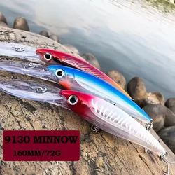 160mm 72.9g Heavy Minnow Trolling Fishing Lure Deep Diving Seawater Trout Isca Artificial Hard Bait Pesca Wobbler Supplies 9130
