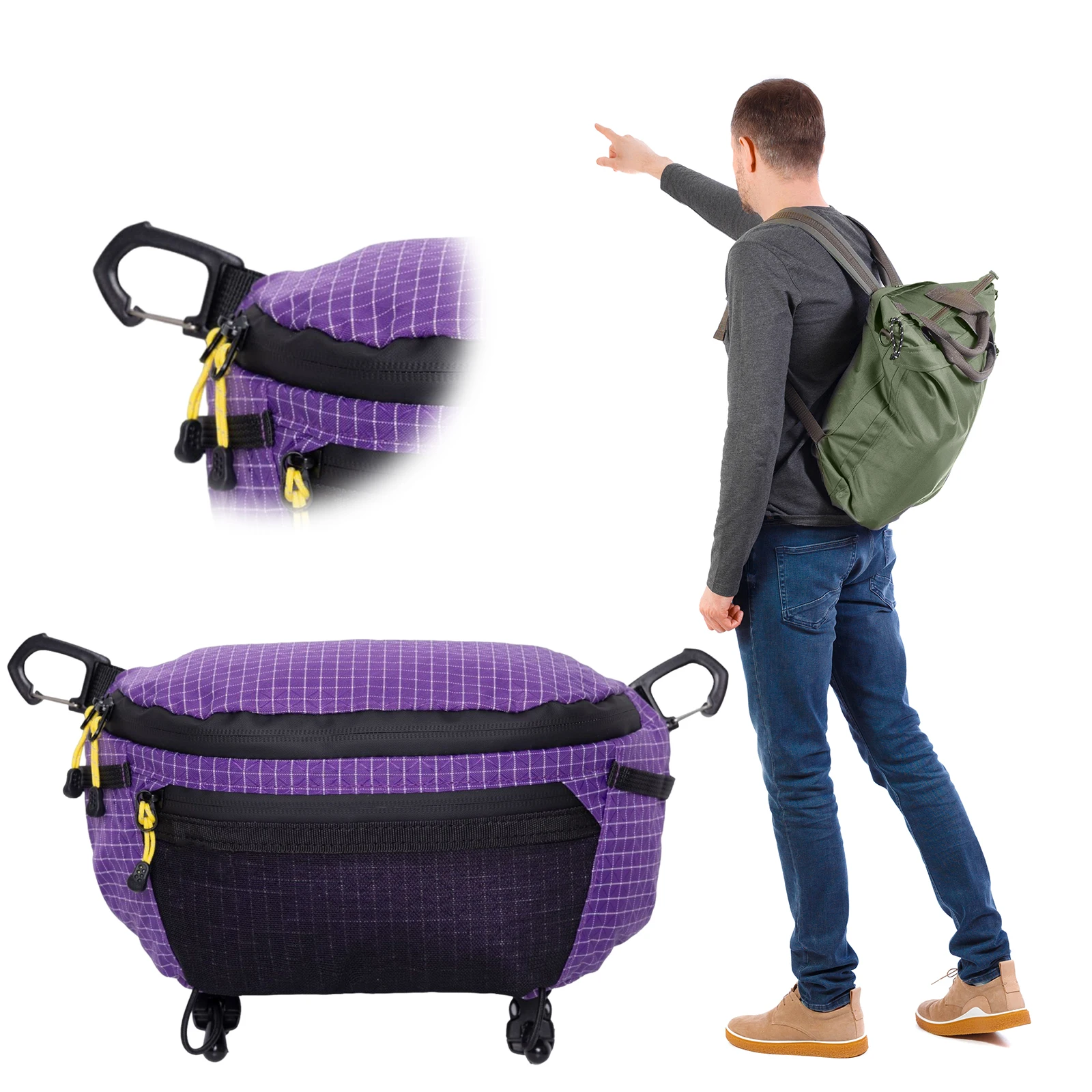 Outdoor Hiking Chest Bag Large Capacity Waterproof Nylon Crossbody Bag Sports Backpack Waist Pack Men Women for Camping Cycling