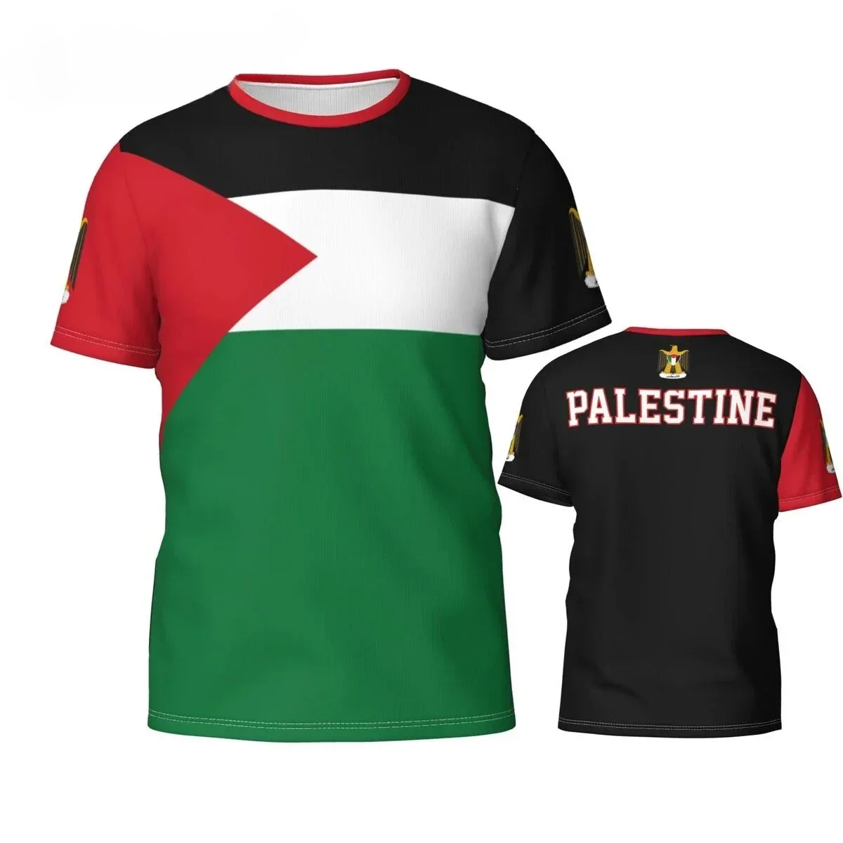 Palestinian Flag Badge 3D Printed T-shirt Summer Men's and Women's T-shirt Shirt Football Fan Gift Creative Top Clothing