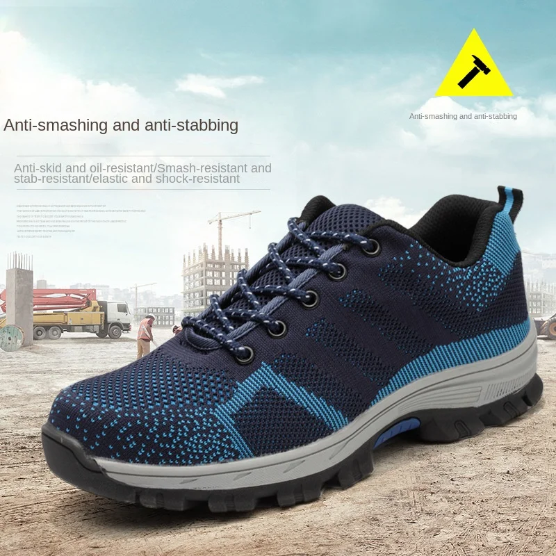 Anti-smashing Anti-puncture Penetration Air Fly Woven Mesh Safety Shoes One Piece Dropshipping