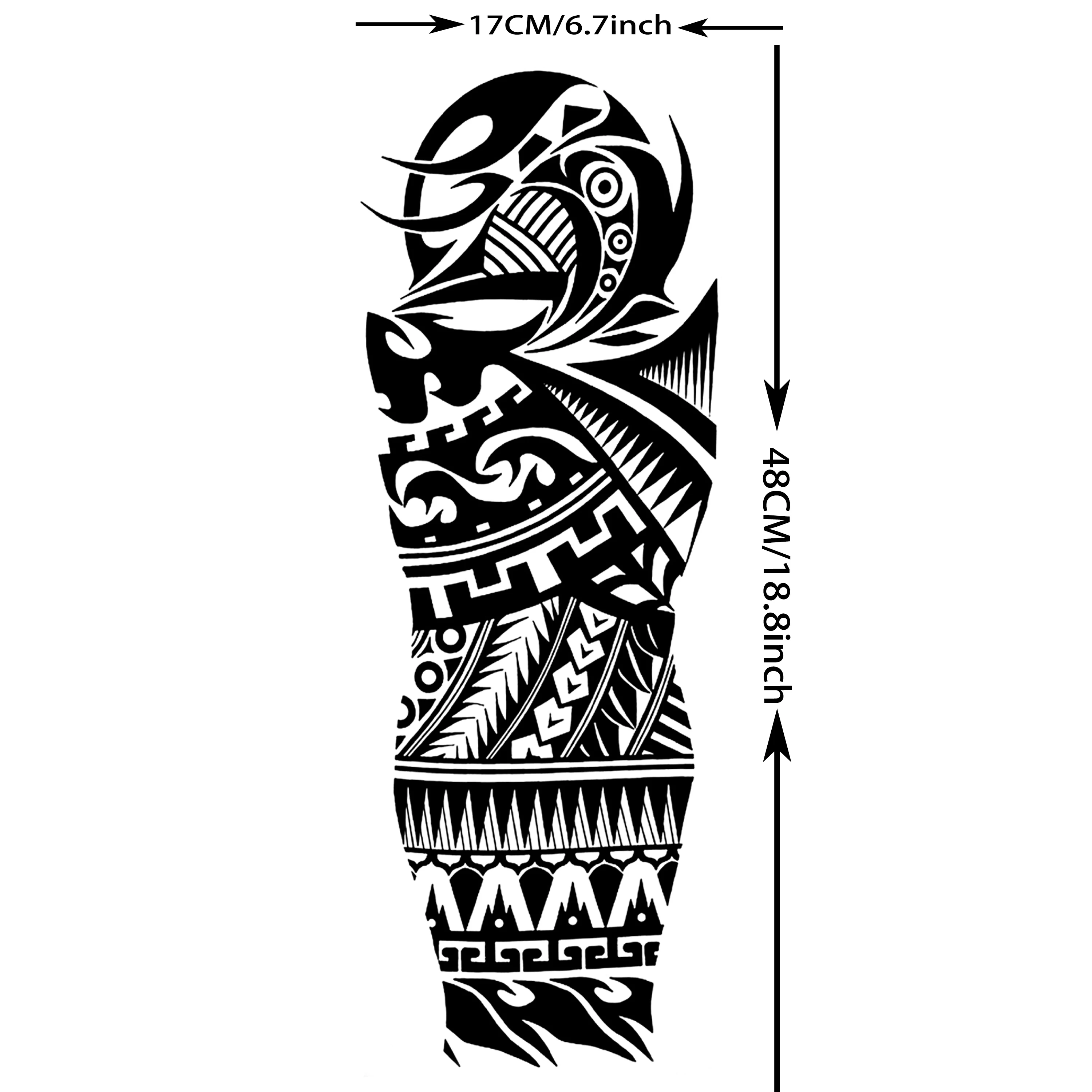 1 Sheet Tribal Maori Totem Full Arm Armband Barbed Wire Temporary Tattoos For Men Adults Fake Black Temp Sticker Sleeve Large