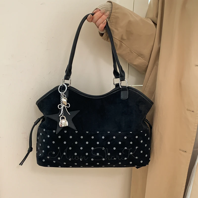 Merk Dames Schoudertas Y2k Mode Zoete Polka Dot Handtas Koreaanse Casual Veelzijdige Luipaardprint Bruin Frosted Tote Bags