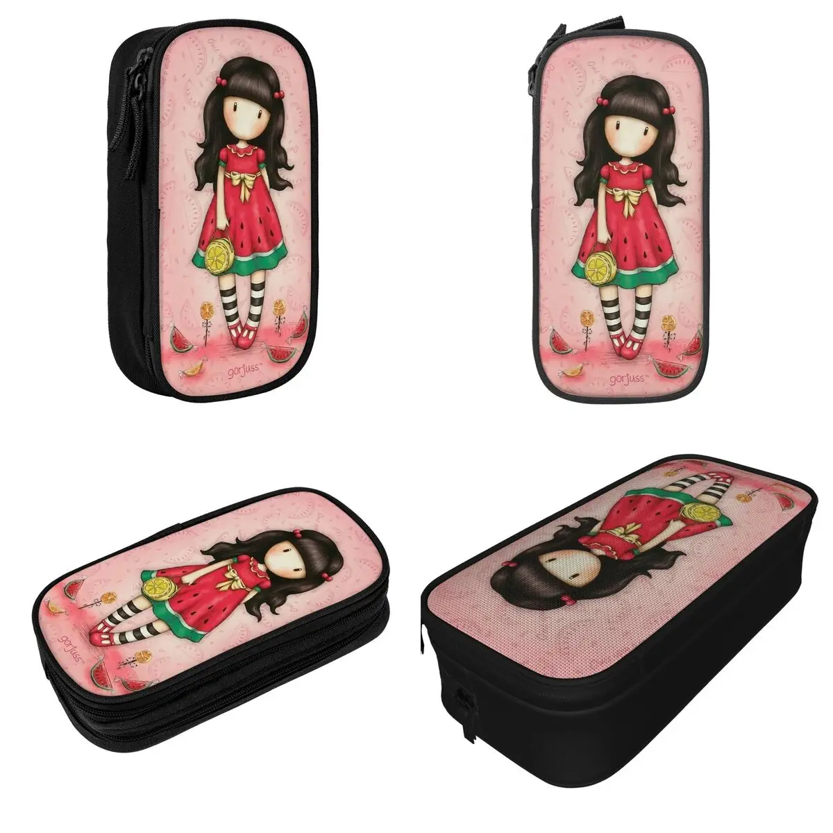 Imagem -02 - Cute Santa Gorjuss Lápis Cases Lápis Melancia Pen Holder para Estudante Grande Bolsa de Armazenamento Papelaria para Escritório Presentes