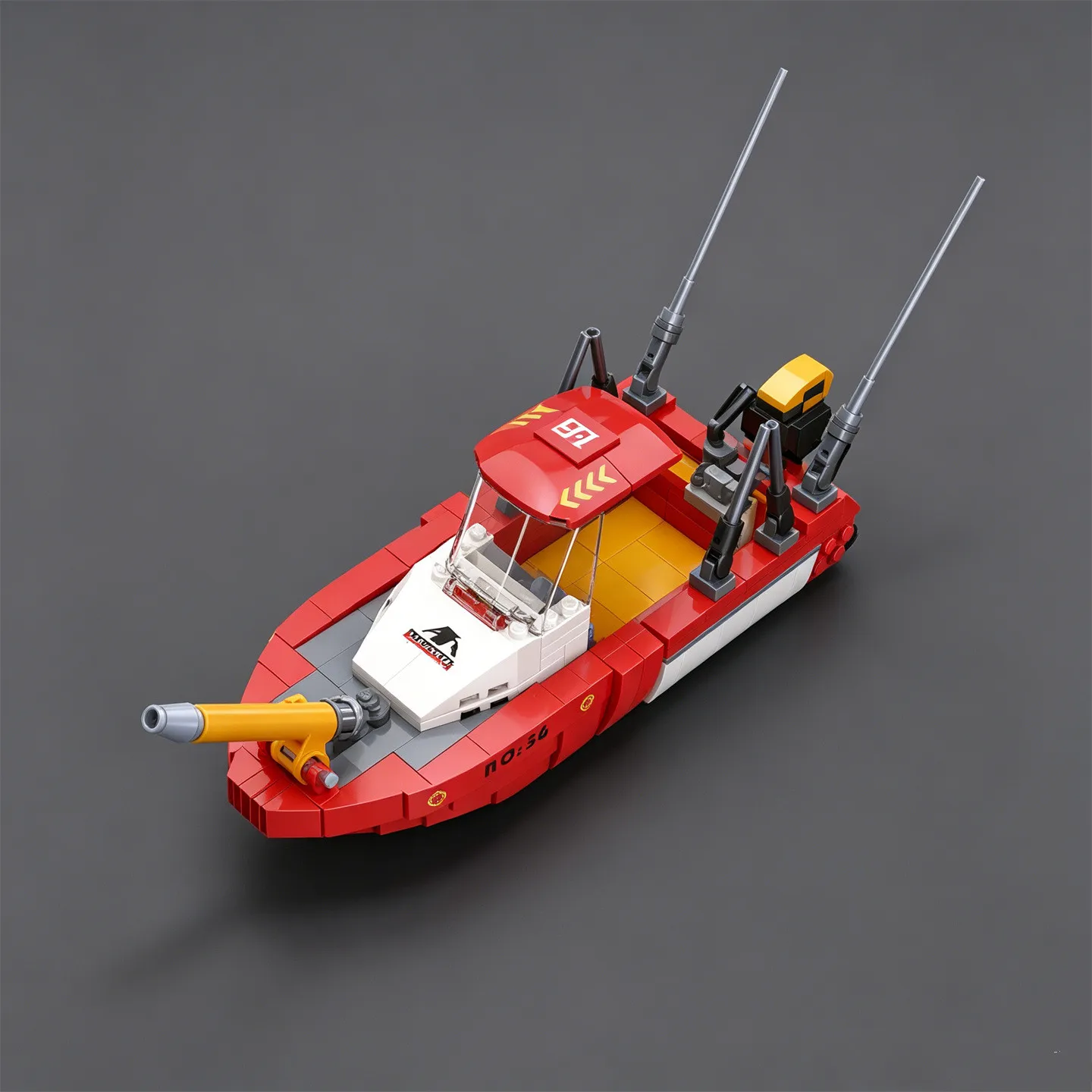 City Series Fire Rescue Boat Building Blocks: Firefighter and Police Marine Speedboat and Inflatable Boat Model Toy