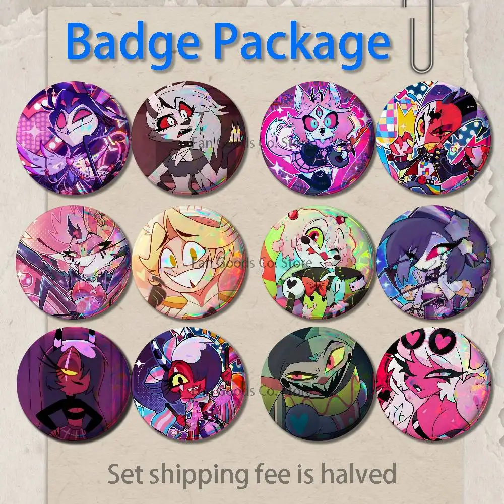 

H-HelluvaS Anime B-Boss 2-piece set Pins Backpack Clothes Jewelry Accessories Cartoon Round Brooch Button Badge Fans Collection