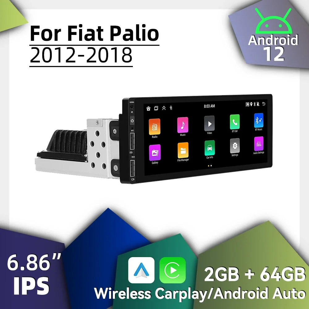 Android Car Multimedia for Fiat Palio 2012-2018 6.86 Inch Screen 1 Din Radio Stereo Head Unit Carplay Android Auto Autoradio GPS