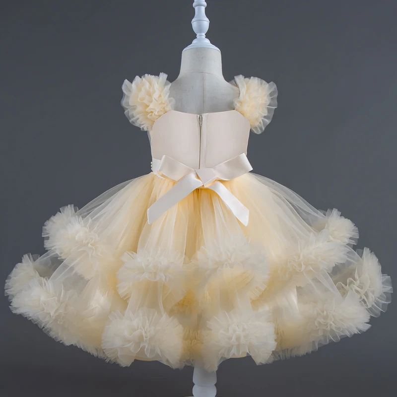 2026 New Fashion Baby dress 1 2 3 4 5 6 7 Years Old Birthday Party Wedding Sleeveless Mesh Fluffy Cute Girl Princess Dress