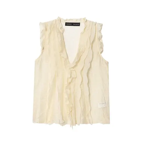 Imagen 2 del producto BSAY 2025 otoño nuevo producto mujeres apiladas decorativas Vertical Top sin mangas francés translúcido chaleco moda estilo Casual