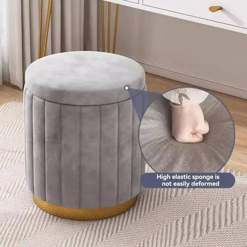 

Exquisite Light Luxury Makeup Stool, Bedroom Round Stool, Sofa Stool, Dressing Table Stool, Internet Celebrity Storage Stool