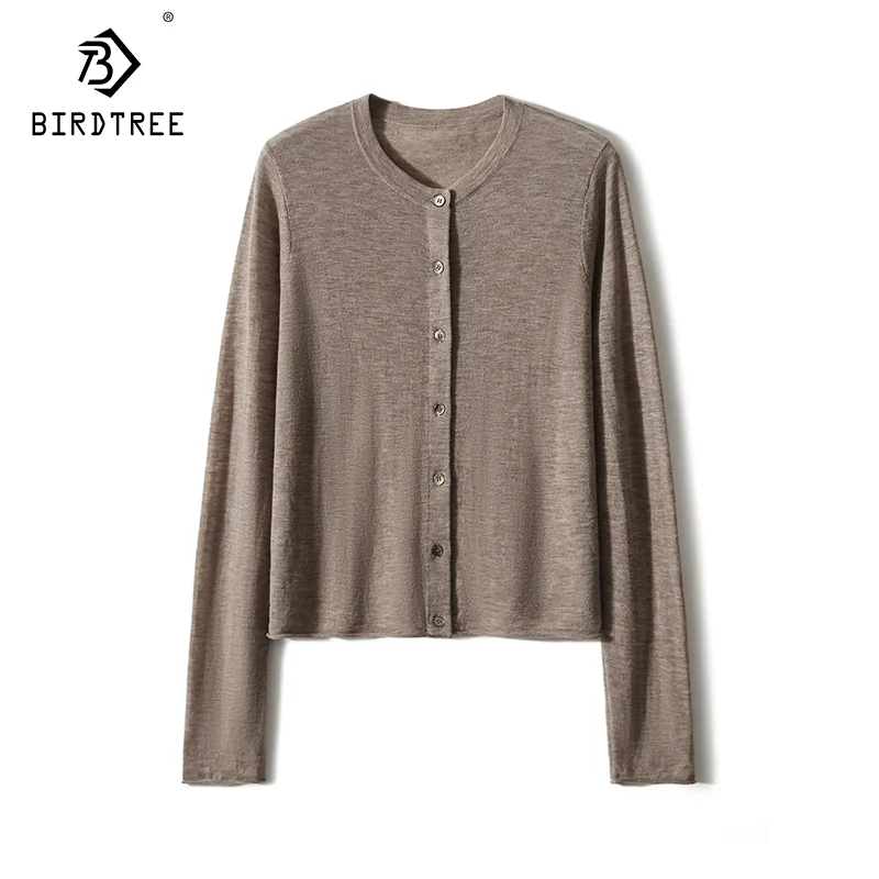 

Birdtree, 100%Sheep Wool, Elegant Cardigans for Women, Superfine Water-Soluble Wool, OL Sweater, 2024 Autumn Winter Top C49506QM