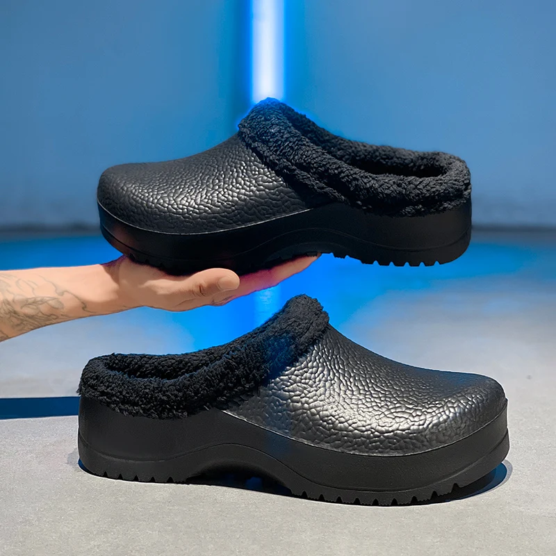 

Fashion Winter Men's Warm Slippers Cotton Slippers Waterproof Indoor Outdoor Warm Shoes Men Bedroom Home Plush Warm Slippers