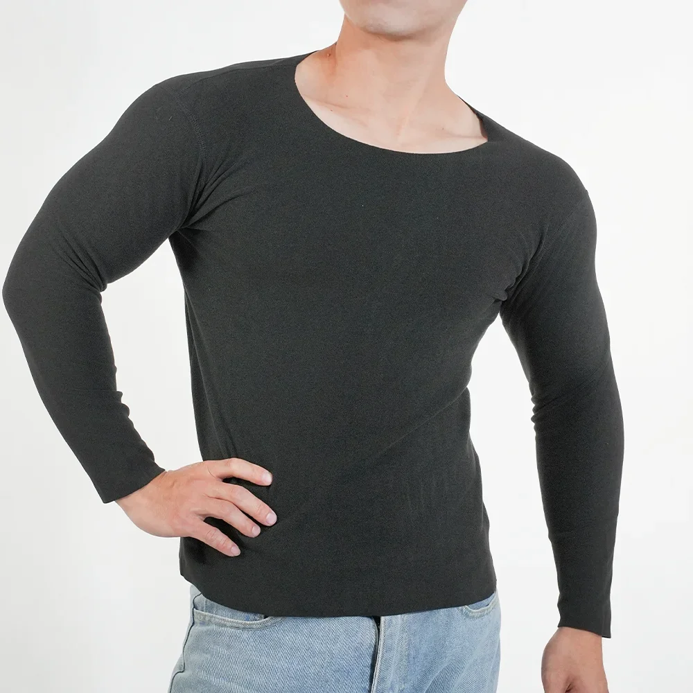 Men Plus Size Thermals Shirts Crewneck Long Sleeve Fleece Lined Base Layer Top Winter Warm Big Undershirt Cold Weather Underwear